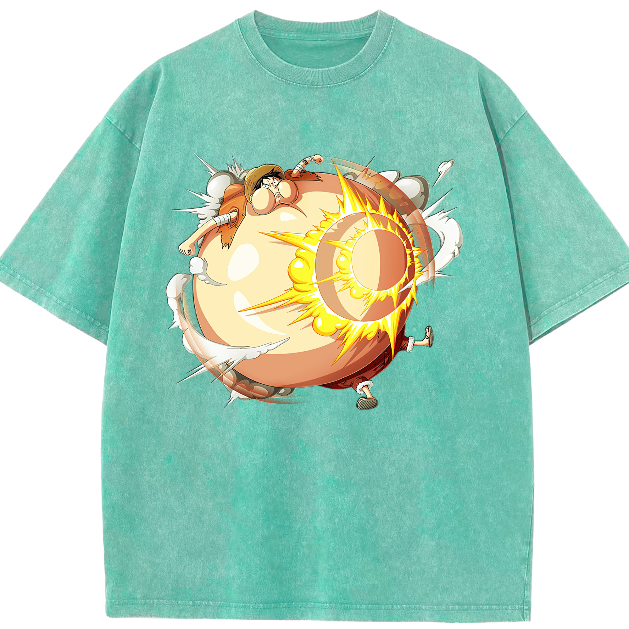 （画像用） ワンピース モンキー・D・ルフィ ONE PIECE Monkey D. Luffy 綿100% ヴィンテージ風 半袖Tシャツ（フロントプリント）